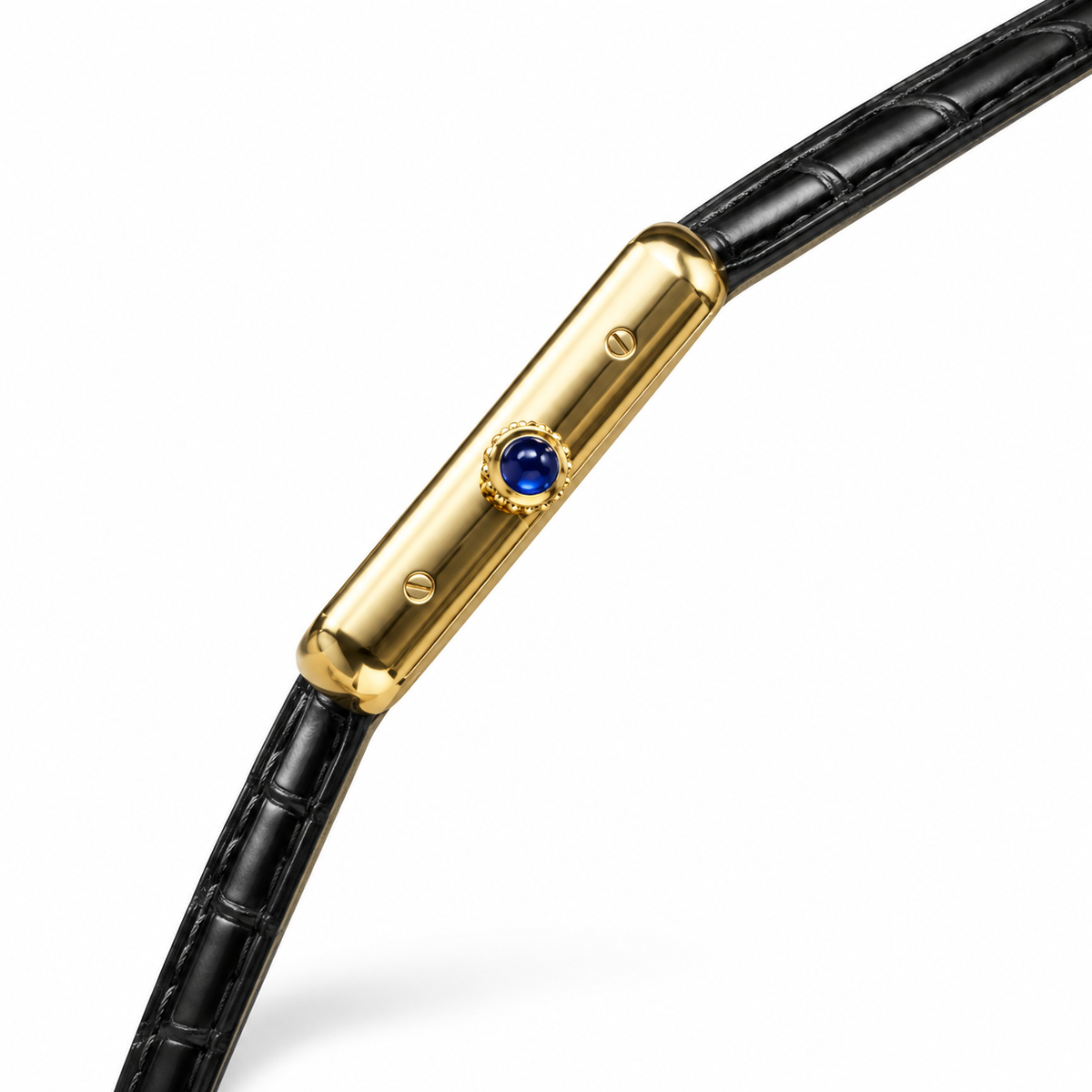 Cartier Tank Solo Large Yellow Gold Ivory Dial Black Strap Watch – KDY