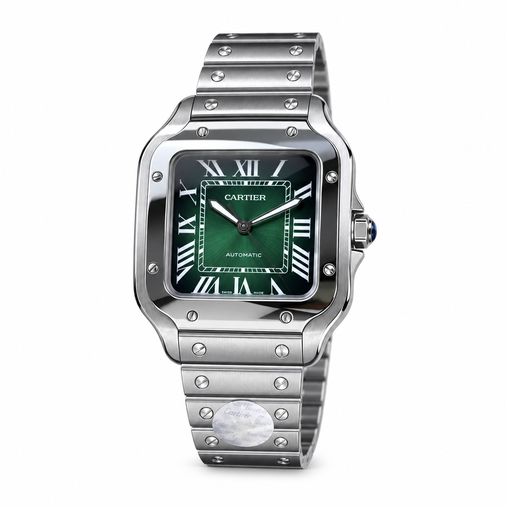 Cartier Santos Large Steel Green Dial Automatic Bracelet Watch – KDY