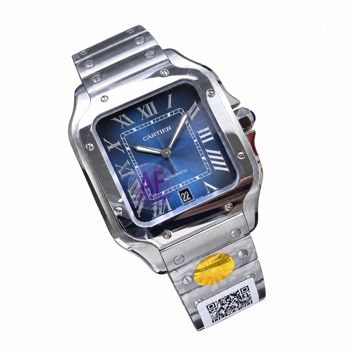 Cartier Santos Large Steel Blue Dial Automatic Bracelet Watch AF – KDY