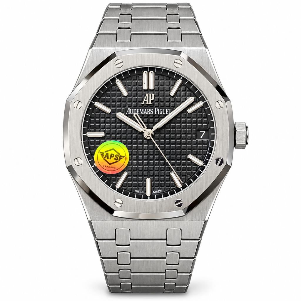 Audemars Piguet Royal Oak Black Grande Tapisserie Dial Stainless Steel Automatic Watch