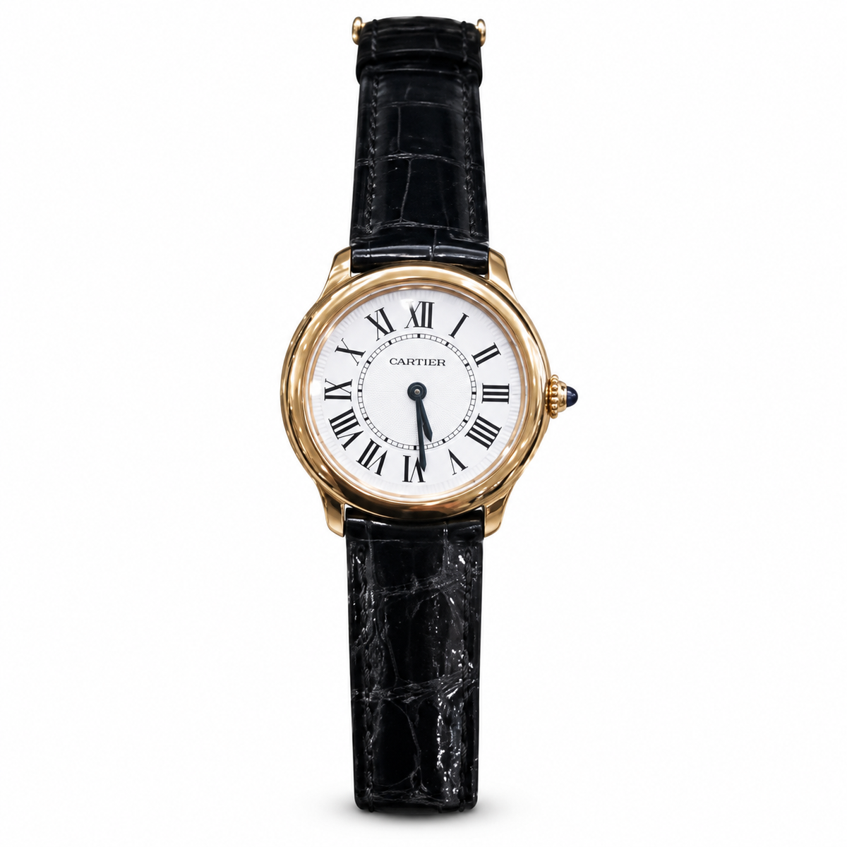 Cartier Ronde Louis Cartier — Yellow Gold, White Dial & Black Alligator Strap
