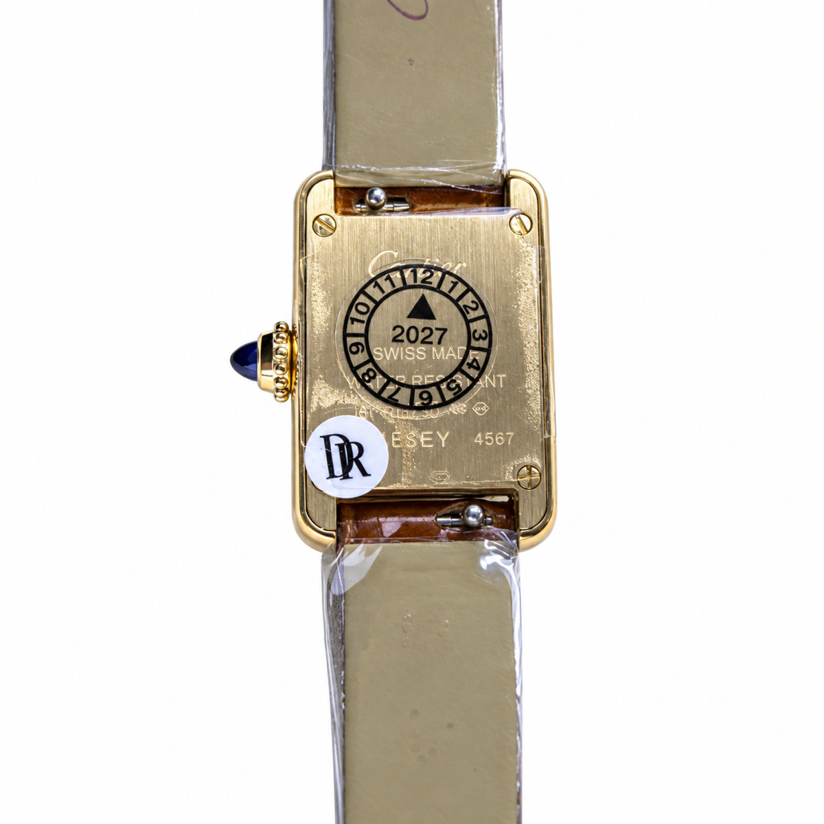 Cartier Tank Louis Yellow Gold White Dial Brown Leather Watch