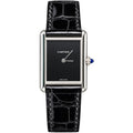 Cartier Tank Must — Steel, Black Lacquer Dial & Black Alligator Strap, Large