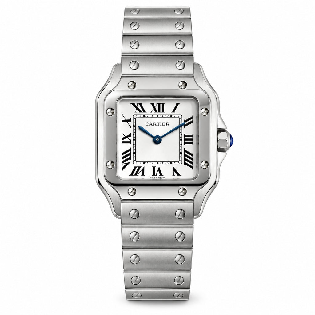 Cartier Santos Medium Steel White Dial Quartz Bracelet Watch – KDY