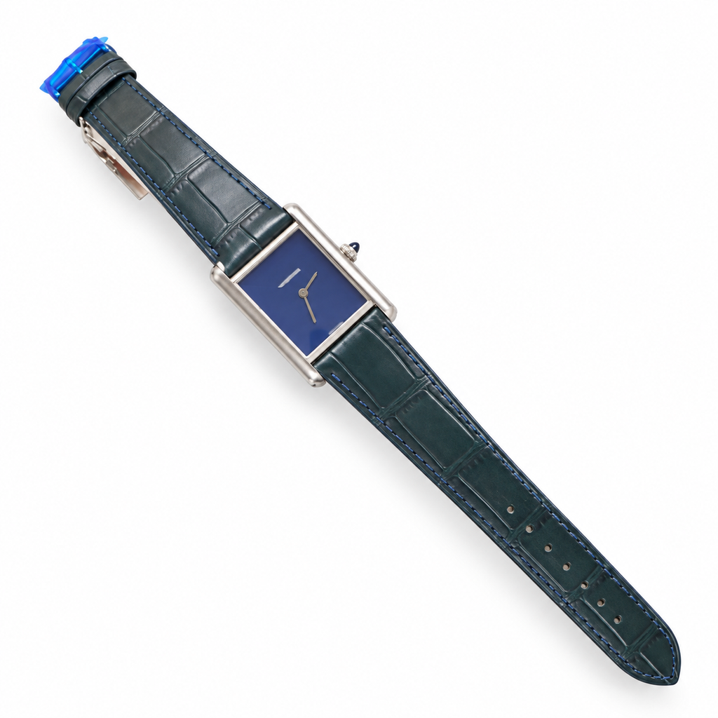Cartier Tank Must Steel Navy Blue Dial Quartz Blue Strap Watch – KDY