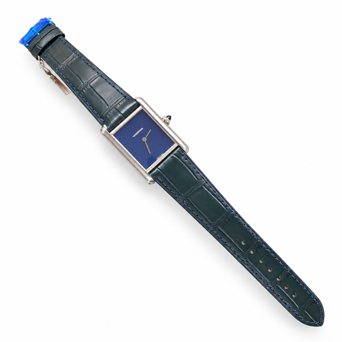 Cartier Tank Must Steel Navy Blue Dial Quartz Blue Strap Watch – KDY