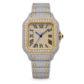 Cartier Santos Large Fully Iced Out Diamond-Set Two-Tone Watch – KDY
