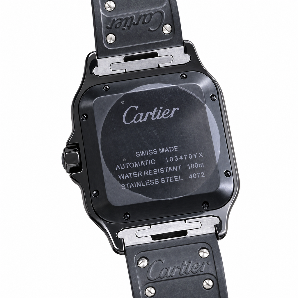 Cartier Santos Large Steel ADLC Full Black Dial Date Automatic Bracelet Watch – KDY