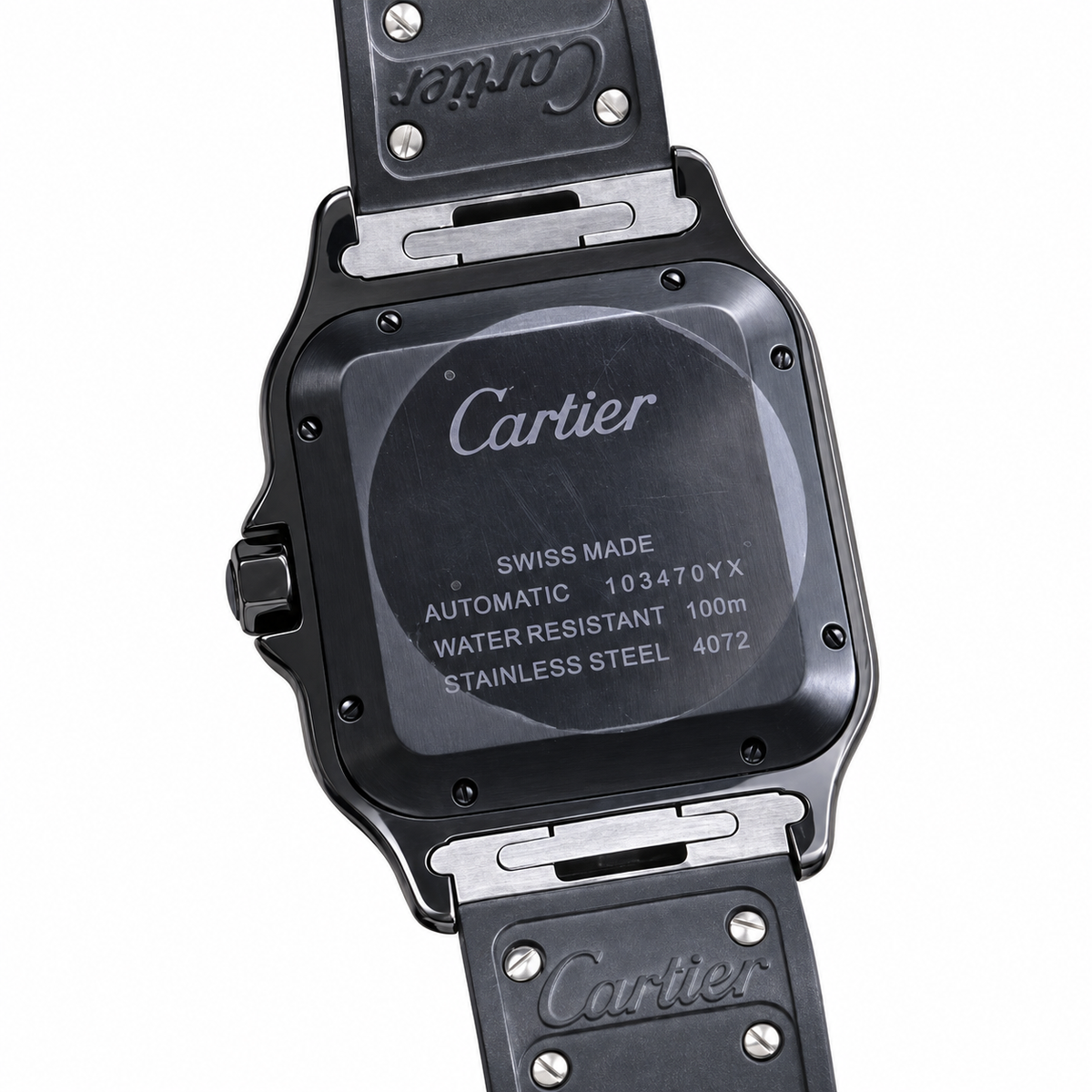 Cartier Santos Large Steel ADLC Full Black Dial Date Automatic Bracelet Watch – KDY