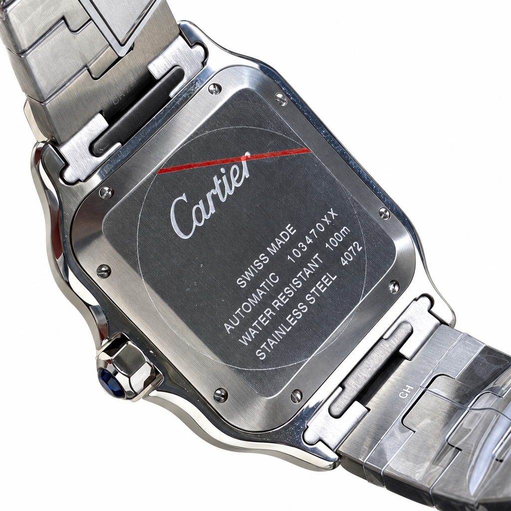 Cartier Santos Large — Steel, Brown Dial, Arabic Numerals, Date & Steel Bracelet, Automatic