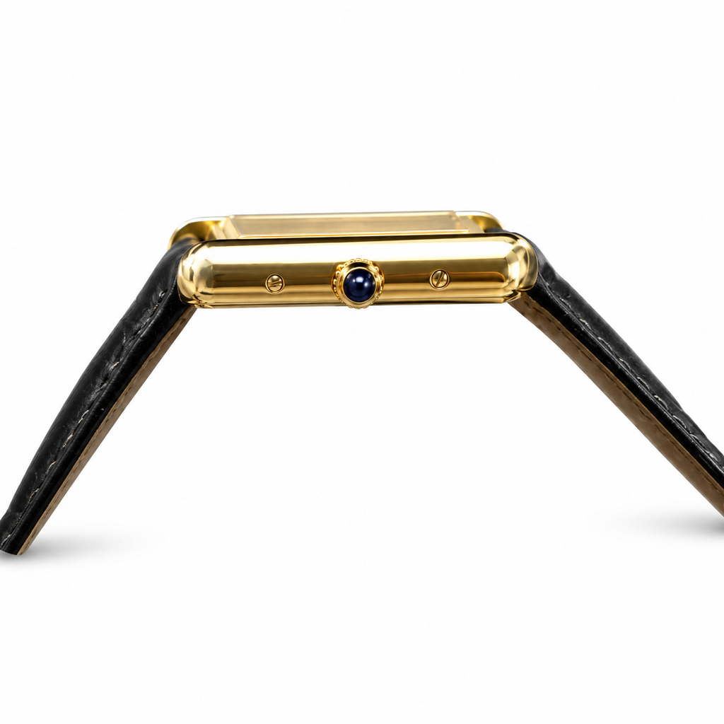 Cartier Tank Must Small Yellow Gold Ivory Dial Black Strap Watch – KDY