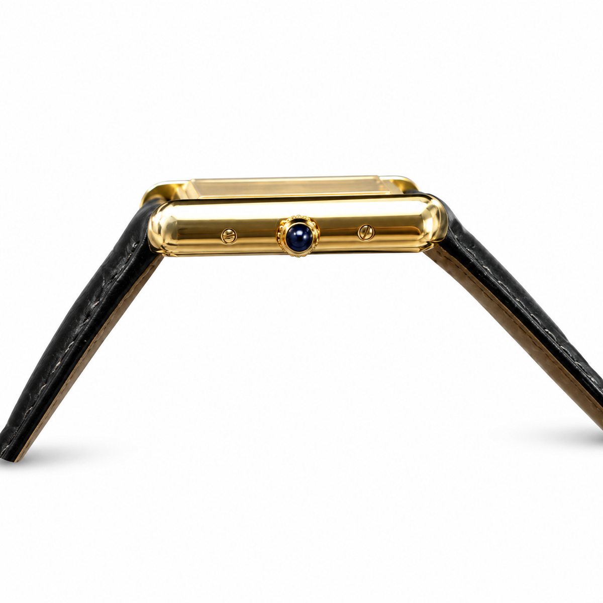 Cartier Tank Must Small Yellow Gold Ivory Dial Black Strap Watch – KDY