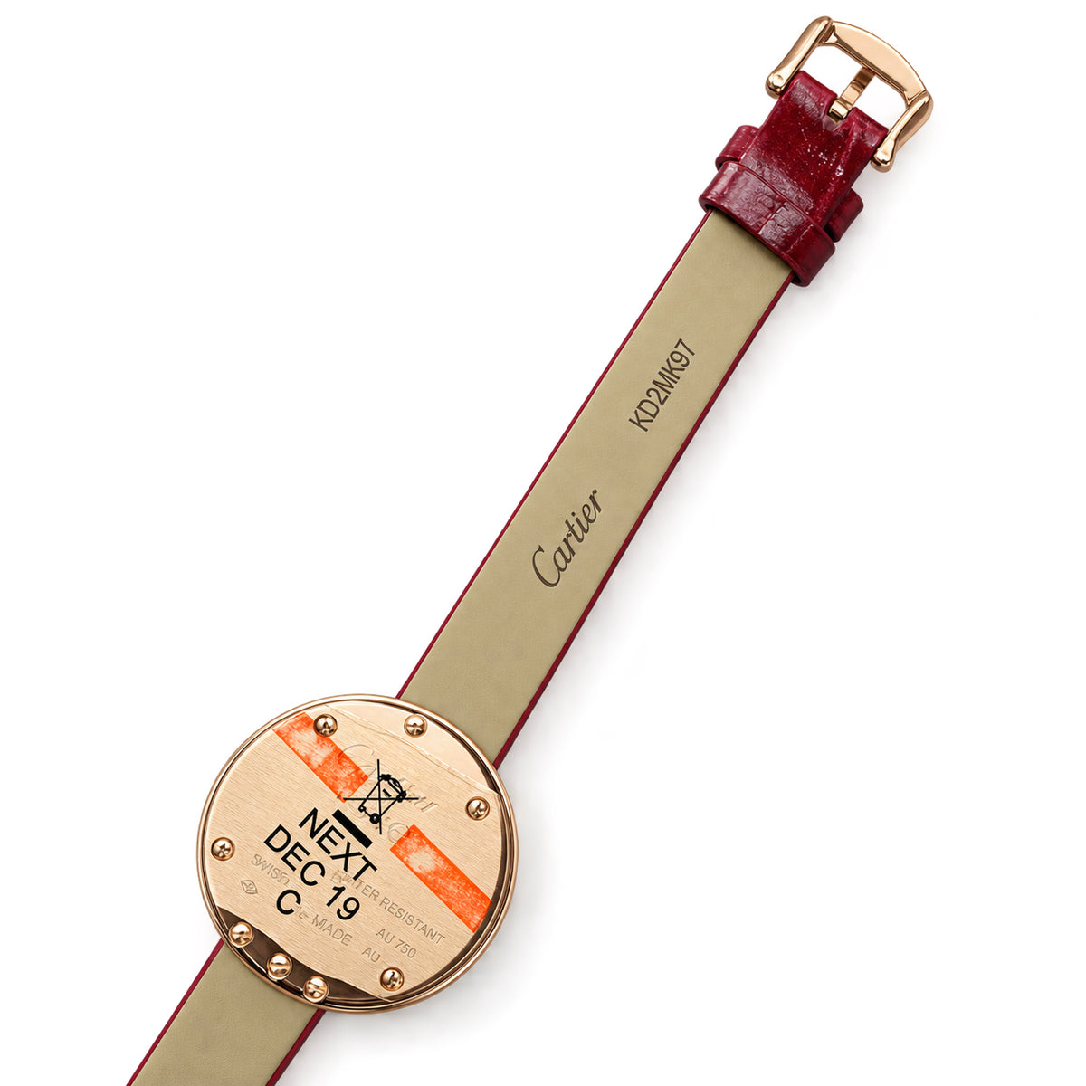 Cartier Love — 18K Rose Gold, 4 Diamonds & Red Alligator Strap