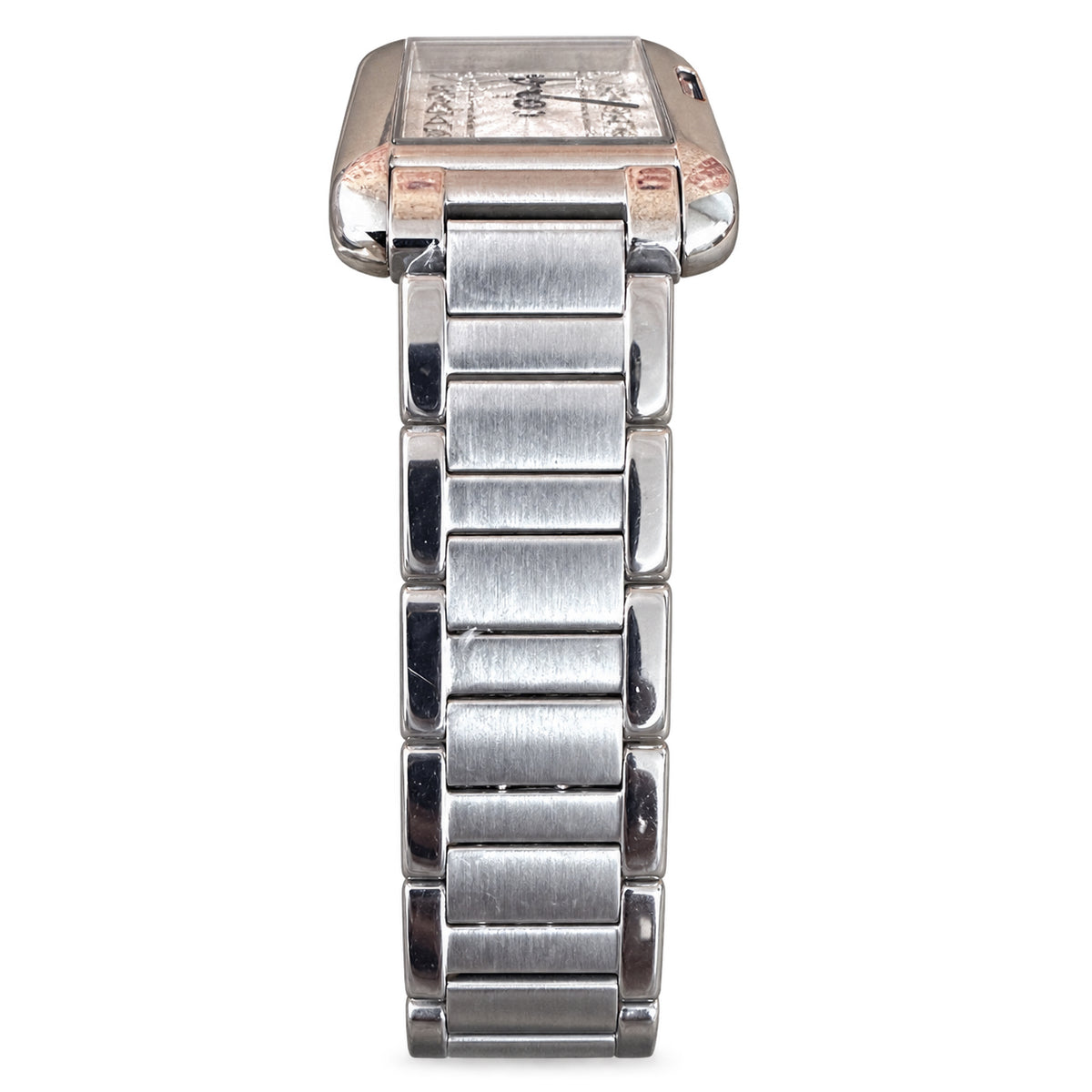 Cartier Tank Anglaise Small — Steel, Silver Diamond-Set Dial, Roman Numerals & Steel Bracelet, Women