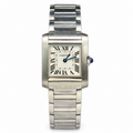 Cartier Tank Française Stainless Steel White Dial Integrated Bracelet Watch Pre-owned