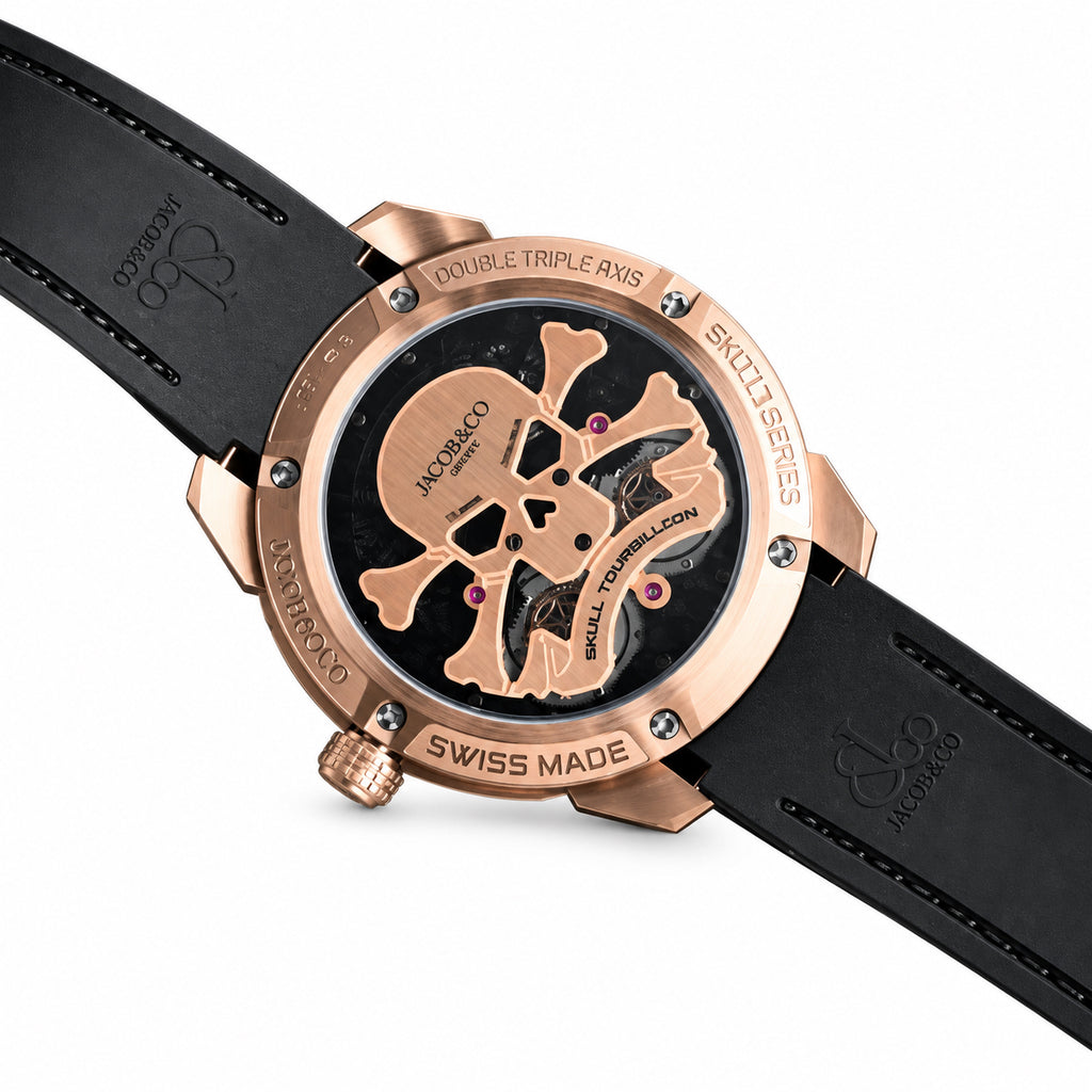 Jacob & Co. Memento Mori Rose Gold Skull Double Tourbillon Diamond Watch