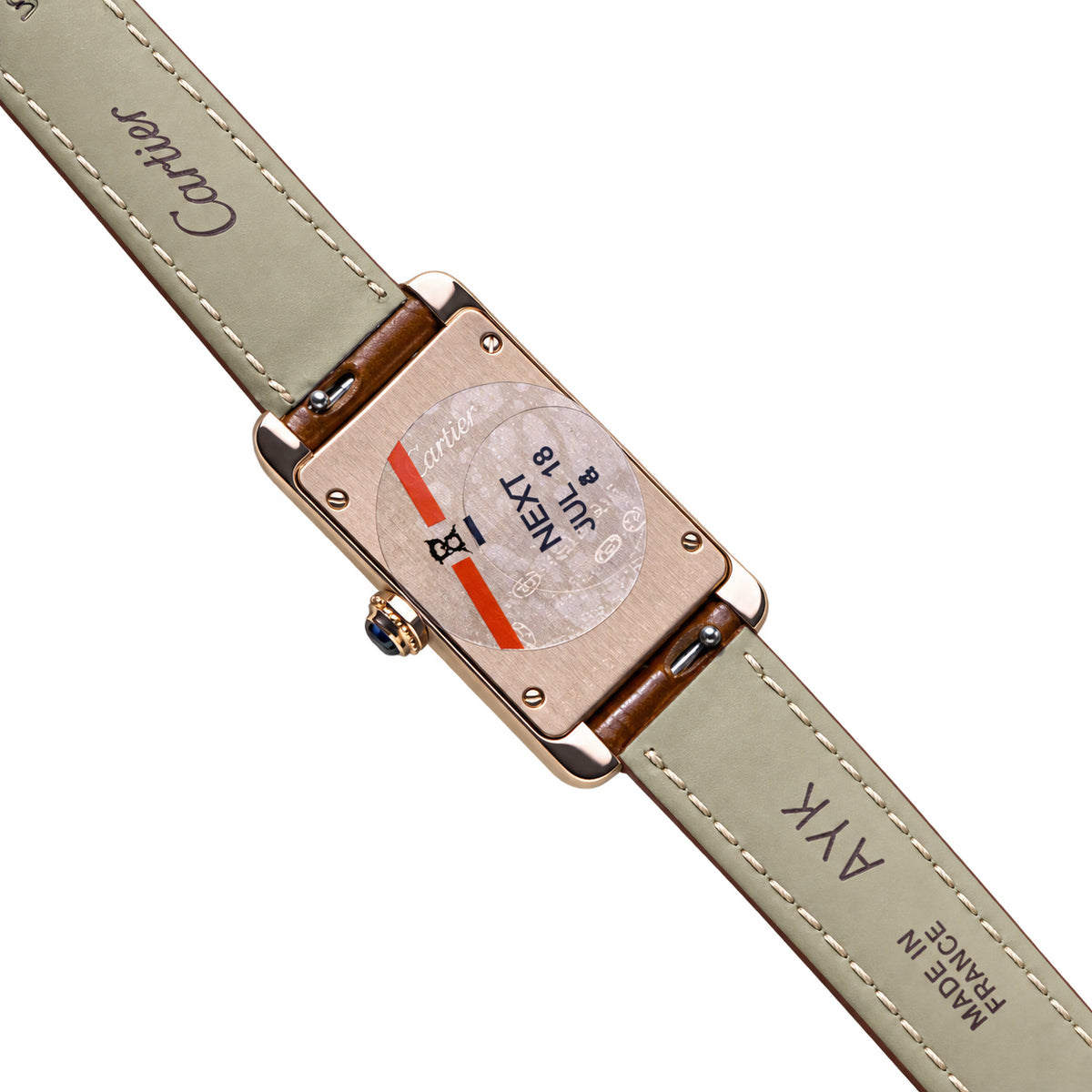 Cartier Tank Américaine Small — 18K Rose Gold, Silver Dial, Roman Numerals & Brown Alligator Strap, Women