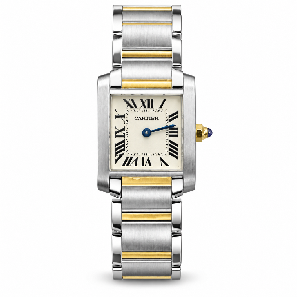 Cartier Tank Française Medium — Steel & Yellow Gold, Cream Dial, Roman Numerals & Two-Tone Bracelet, Quartz