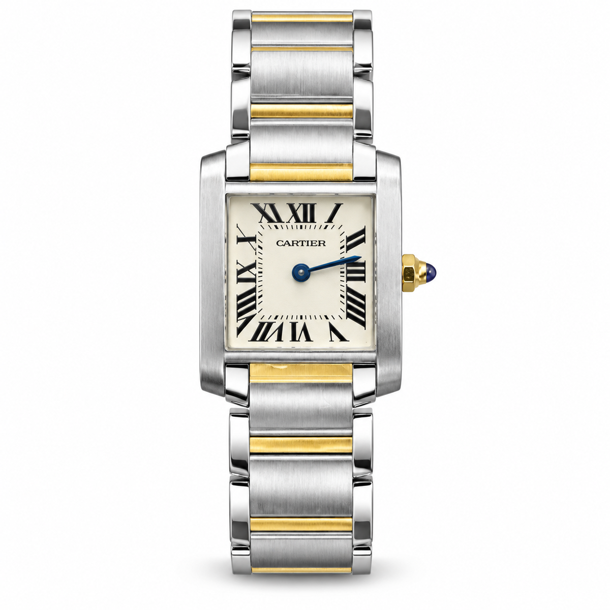 Cartier Tank Française Medium — Steel & Yellow Gold, Cream Dial, Roman Numerals & Two-Tone Bracelet, Quartz