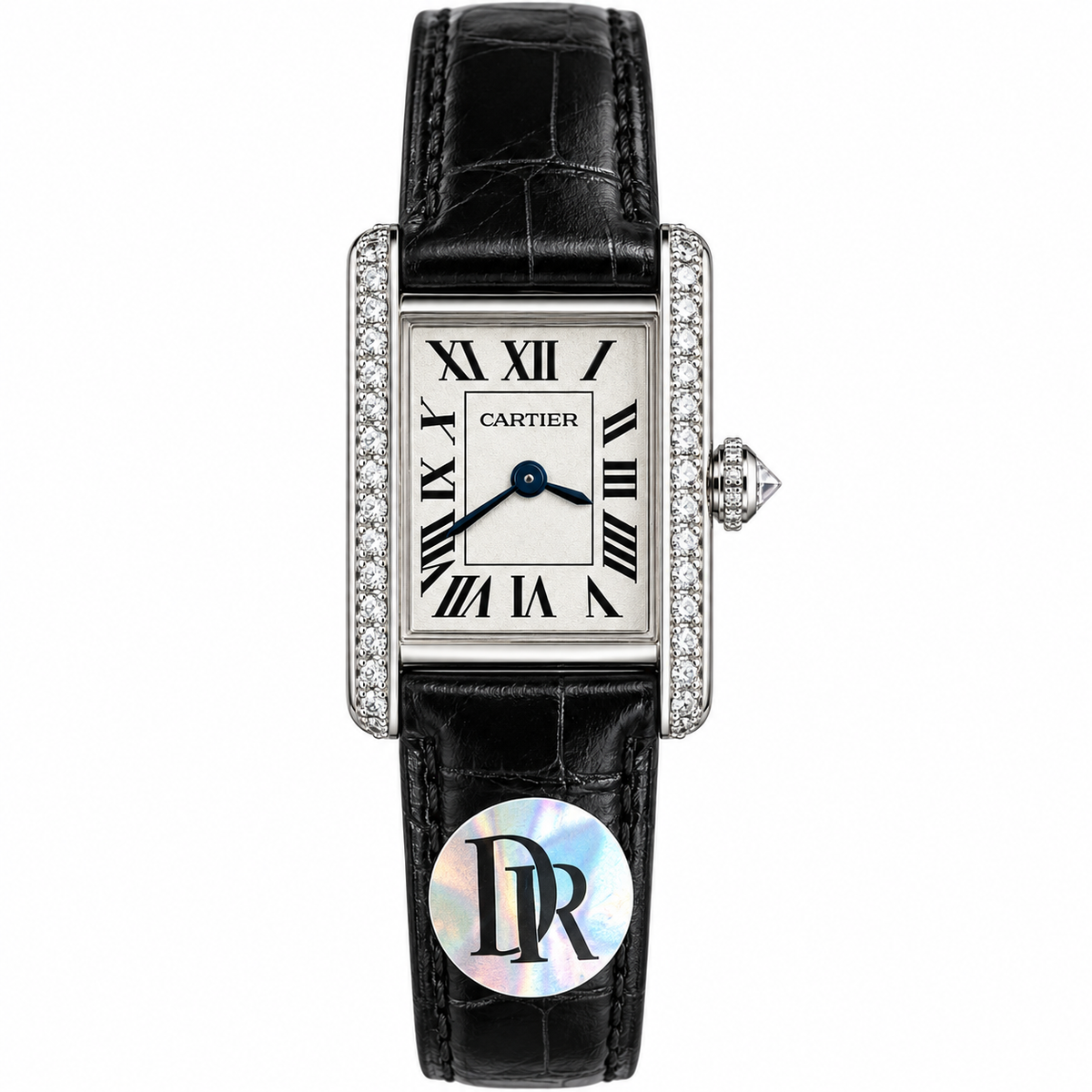 Cartier Tank Mini — 18K White Gold, Diamond Lugs & Black Alligator Strap