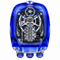 Jacob & Co. x Bugatti Chiron Full Blue Sapphire Tourbillon Engine Black Rubber Watch