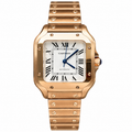 Cartier Santos de Cartier Large — 18K Rose Gold, White Dial, Roman Numerals & Rose Gold Bracelet, Automatic