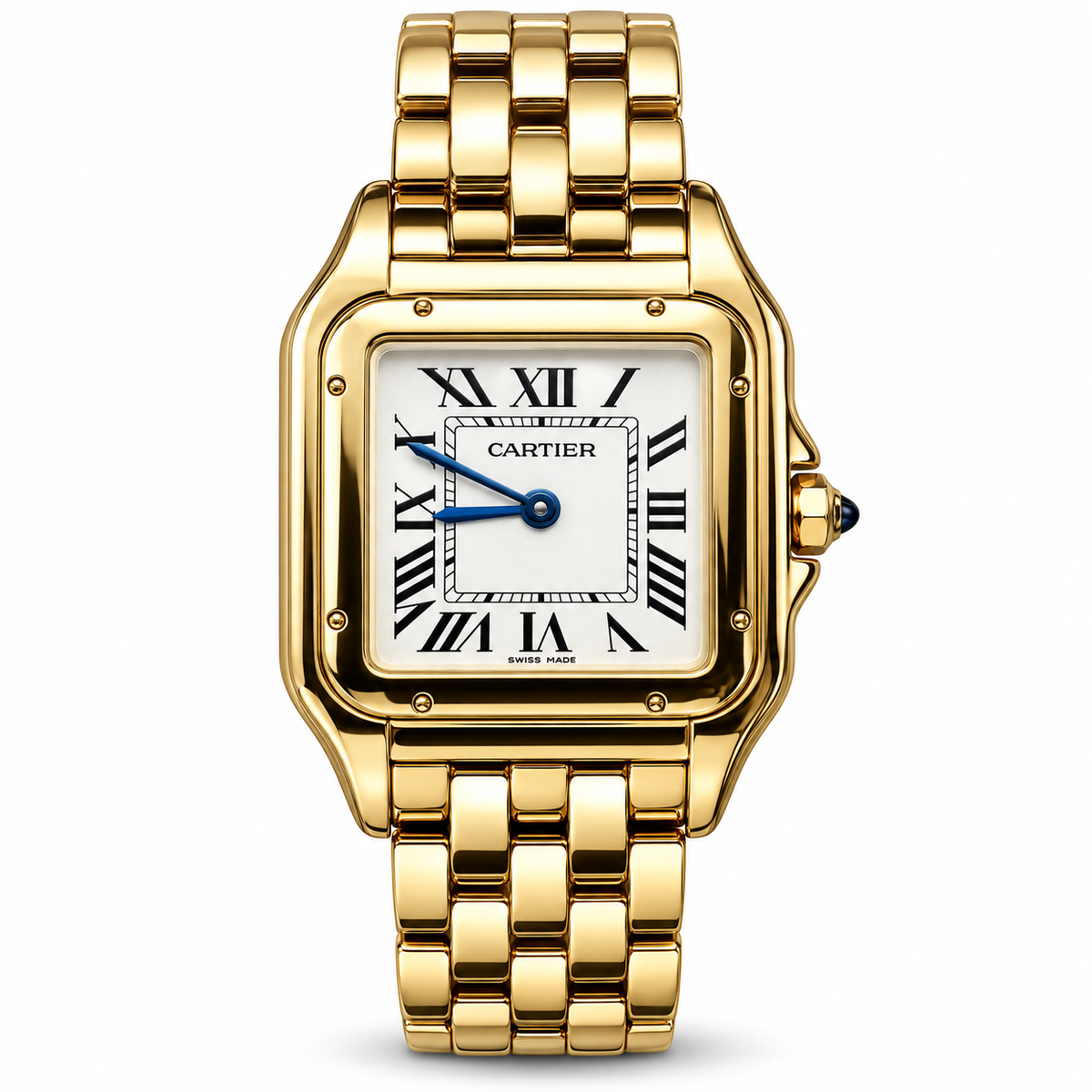 Cartier Panthère de Cartier Large 18K Yellow Gold White Dial Integrated Five-Row Bracelet Watch