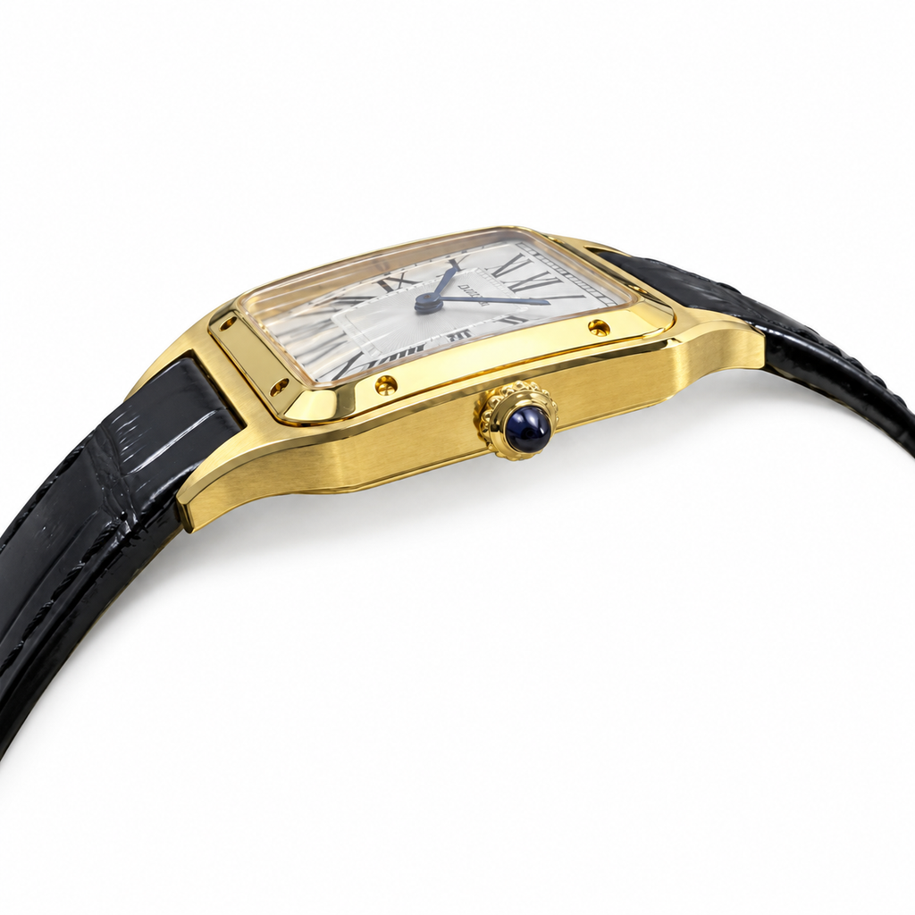 Cartier Santos-Dumont — Yellow Gold, White Dial & Black Alligator Strap
