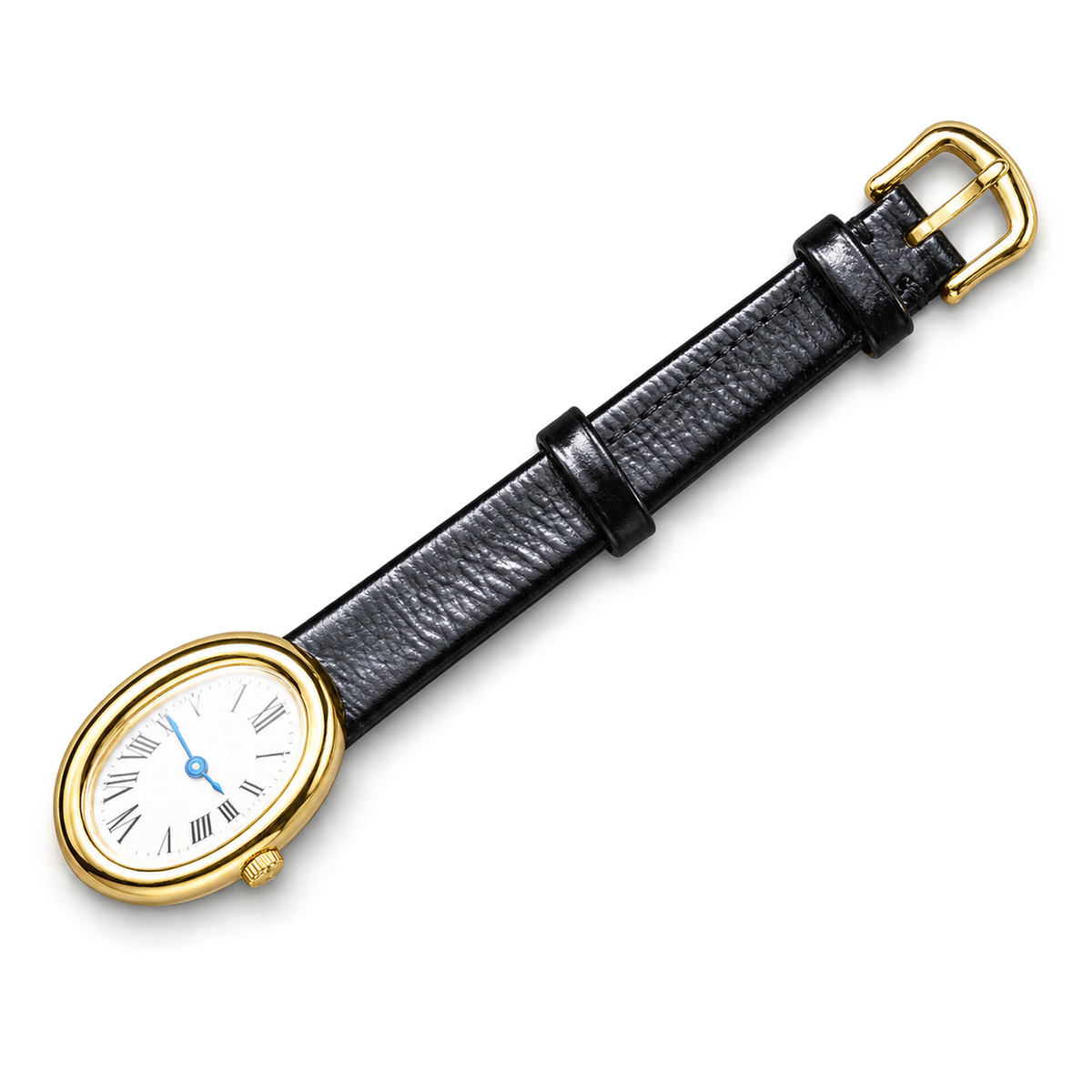 Cartier Baignoire Mini Yellow Gold Ivory Dial Black Strap Watch – KDY