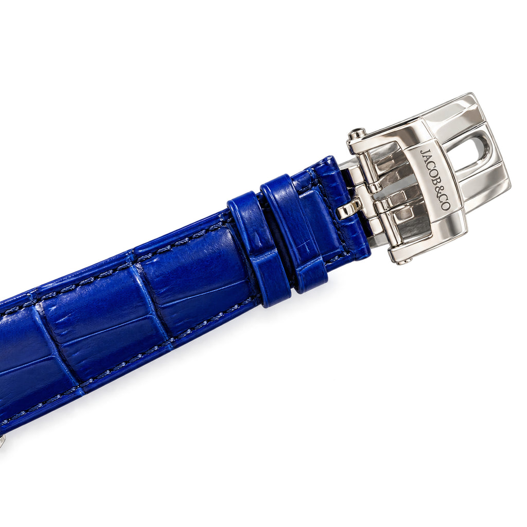 Jacob & Co. Astronomia Dragon White Gold Diamond Tourbillon Sapphire Blue Leather Watch