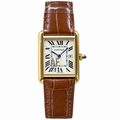 Cartier Tank Louis Large Yellow Gold White Dial Date Brown Strap Watch – KDY
