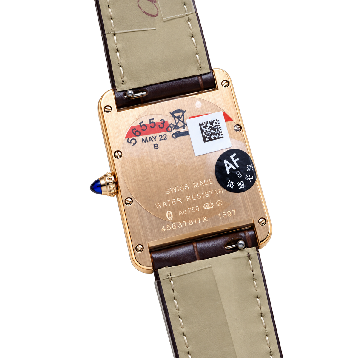 Cartier Tank Louis Cartier Large — 18K Yellow Gold, White Dial, Roman Numerals & Brown Alligator Strap