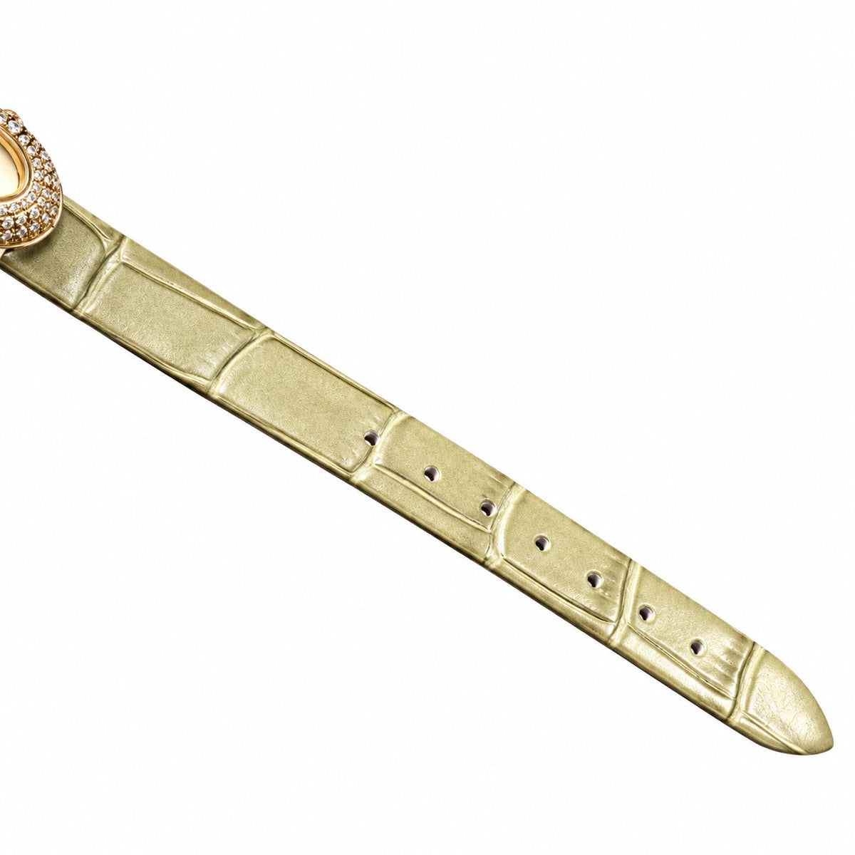 Cartier Baignoire Allongée — 18K Rose Gold, Double Diamond Bezel & Khaki Alligator Strap