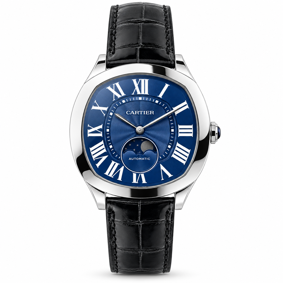 Cartier Drive de Cartier Automatic — Moon Phase, Blue Dial & Black Alligator Strap