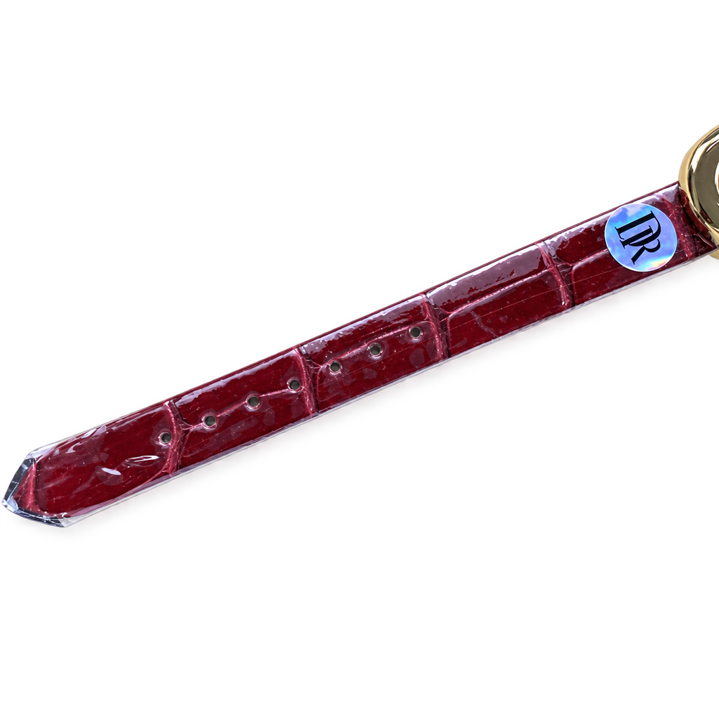 Cartier Baignoire — 18K Yellow Gold, Burgundy Lacquer Dial & Burgundy Alligator Strap, Women
