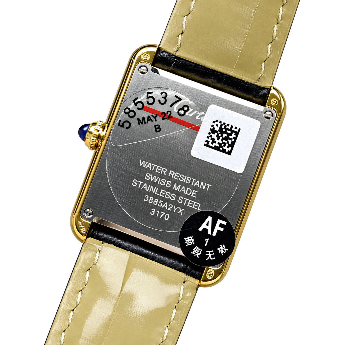Cartier Tank Solo — 18K Yellow Gold, White Dial & Black Alligator Strap