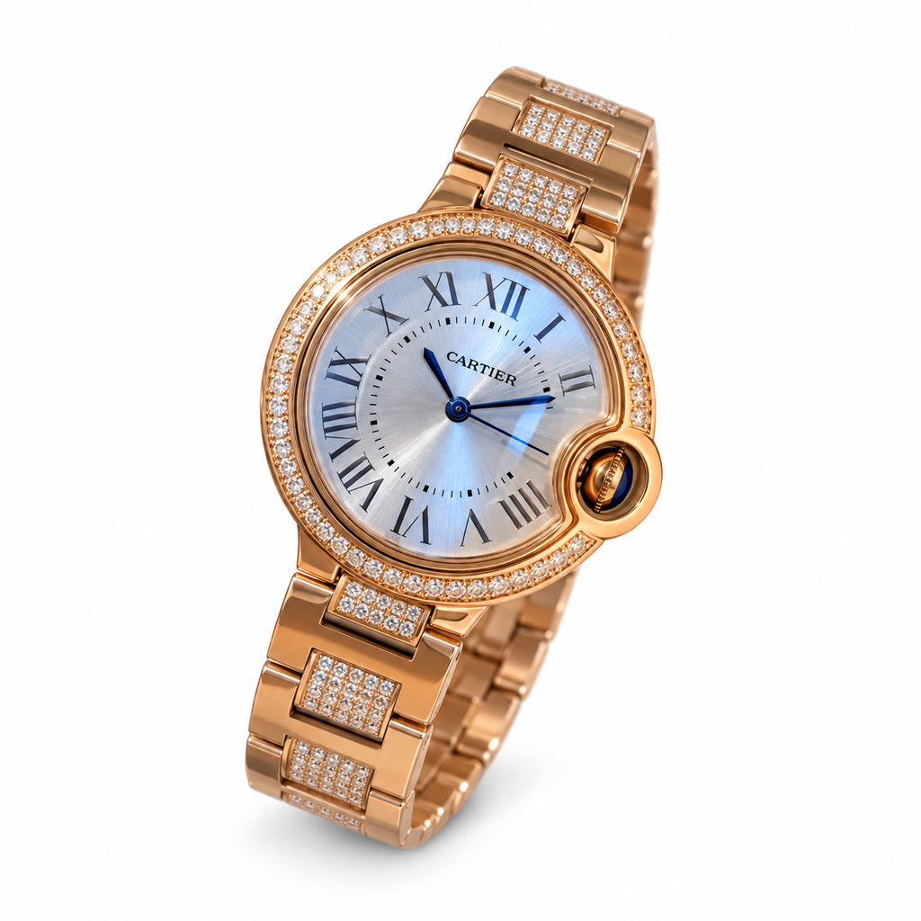 Cartier Ballon Bleu de Cartier — 18K Rose Gold, Diamond Bezel & Diamond Bracelet