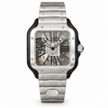 Cartier Santos Large Skeleton — Steel & ADLC, Skeleton Dial, Roman Numerals & Steel Bracelet, Automatic
