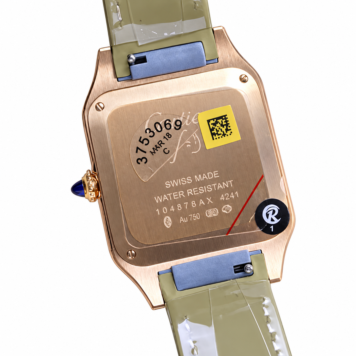 Cartier Santos-Dumont Large Rose Gold Silver Dial Manual Black Strap Watch – KDY