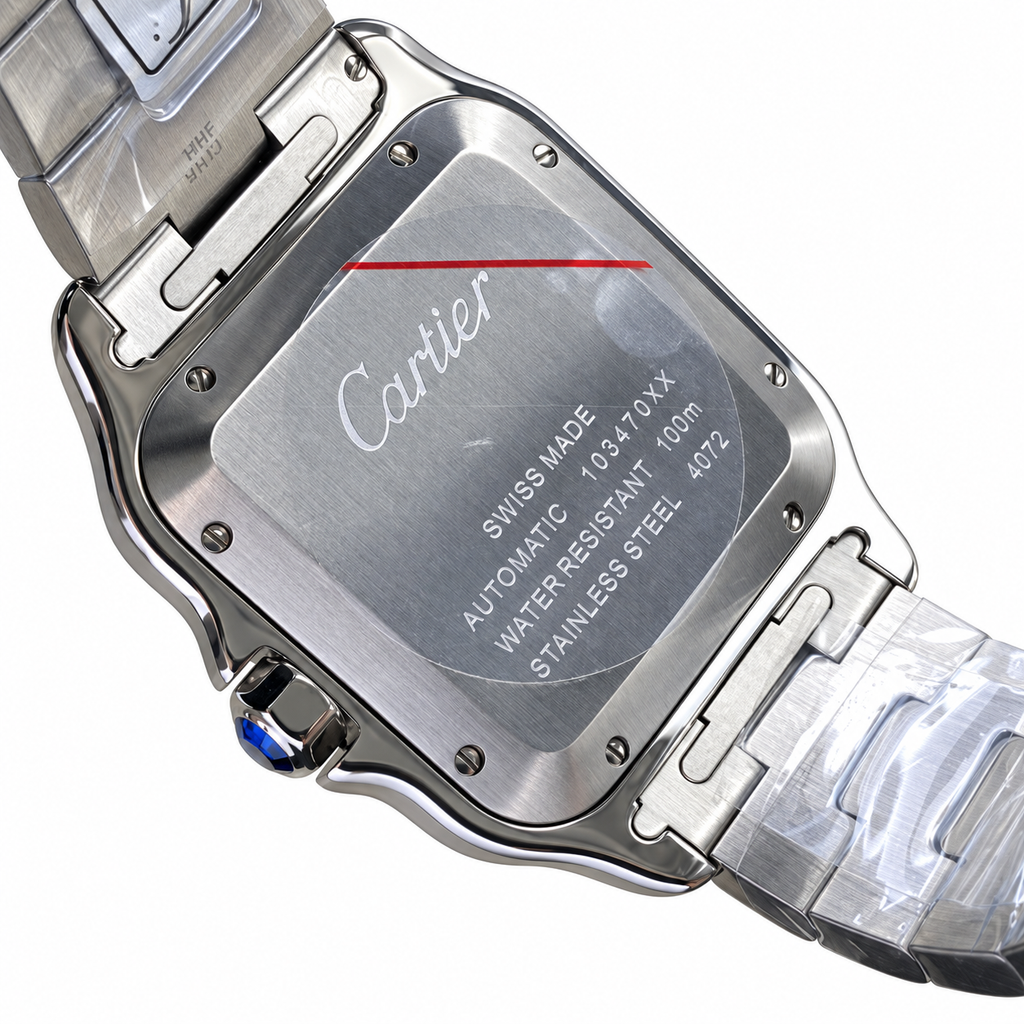 Cartier Santos Large Steel Silver Grey Dial No-Index Quartz Bracelet Watch – KDY
