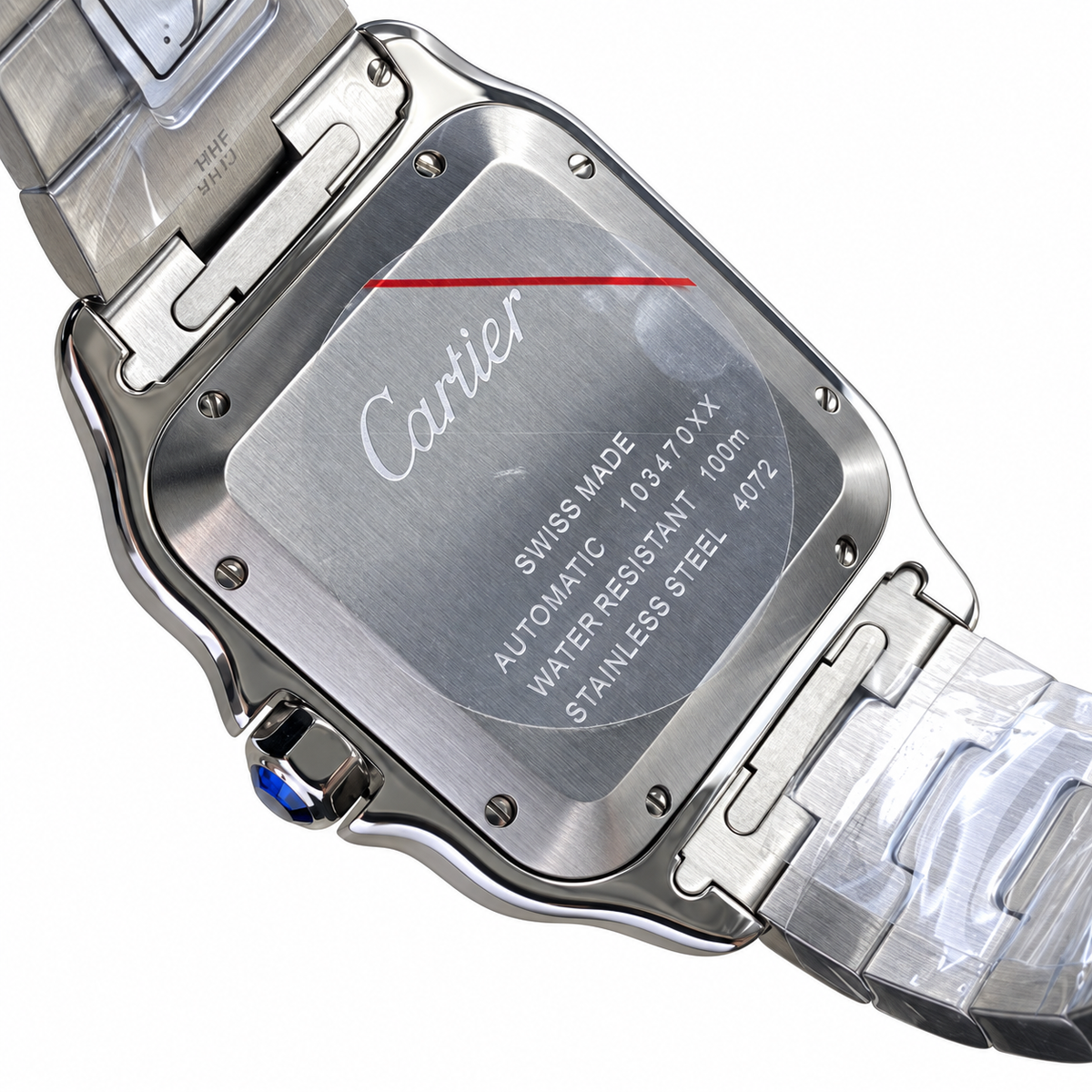 Cartier Santos Large Steel Silver Grey Dial No-Index Quartz Bracelet Watch – KDY