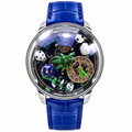 Jacob & Co. Astronomia Panda Steel Dome Tourbillon 3D Enamel Blue Leather Watch