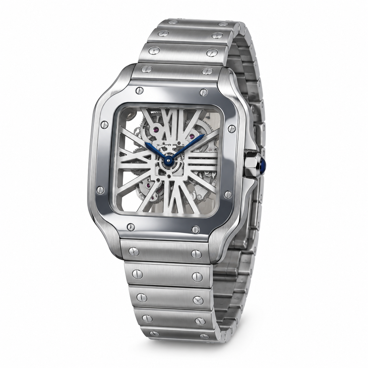 Cartier Santos de Cartier Large — Steel, Skeleton Dial, Roman Numerals & Steel Bracelet, Automatic