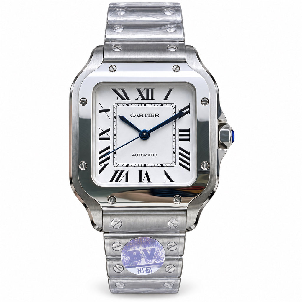 Cartier Santos Large Steel White Dial Automatic Bracelet Watch – KDY