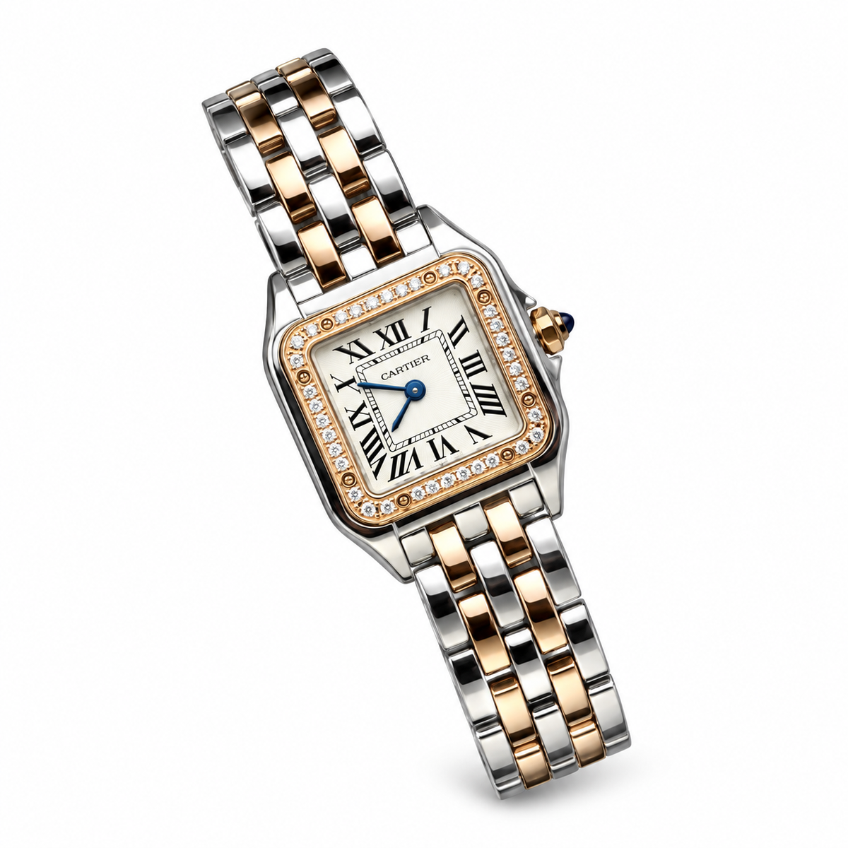 Cartier Panthère Two-Tone 18K Rose Gold Steel Diamond Bezel Luxury Watch Swiss Made Women