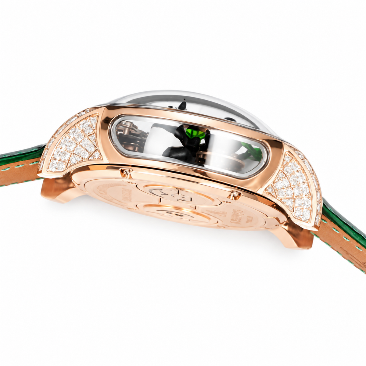 Jacob & Co. Astronomia Panda Rose Gold Diamond Tourbillon Green Leather Watch
