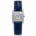 Cartier Tank Louis Small White Gold Diamond Lugs Silver Dial Navy Strap Watch – KDY
