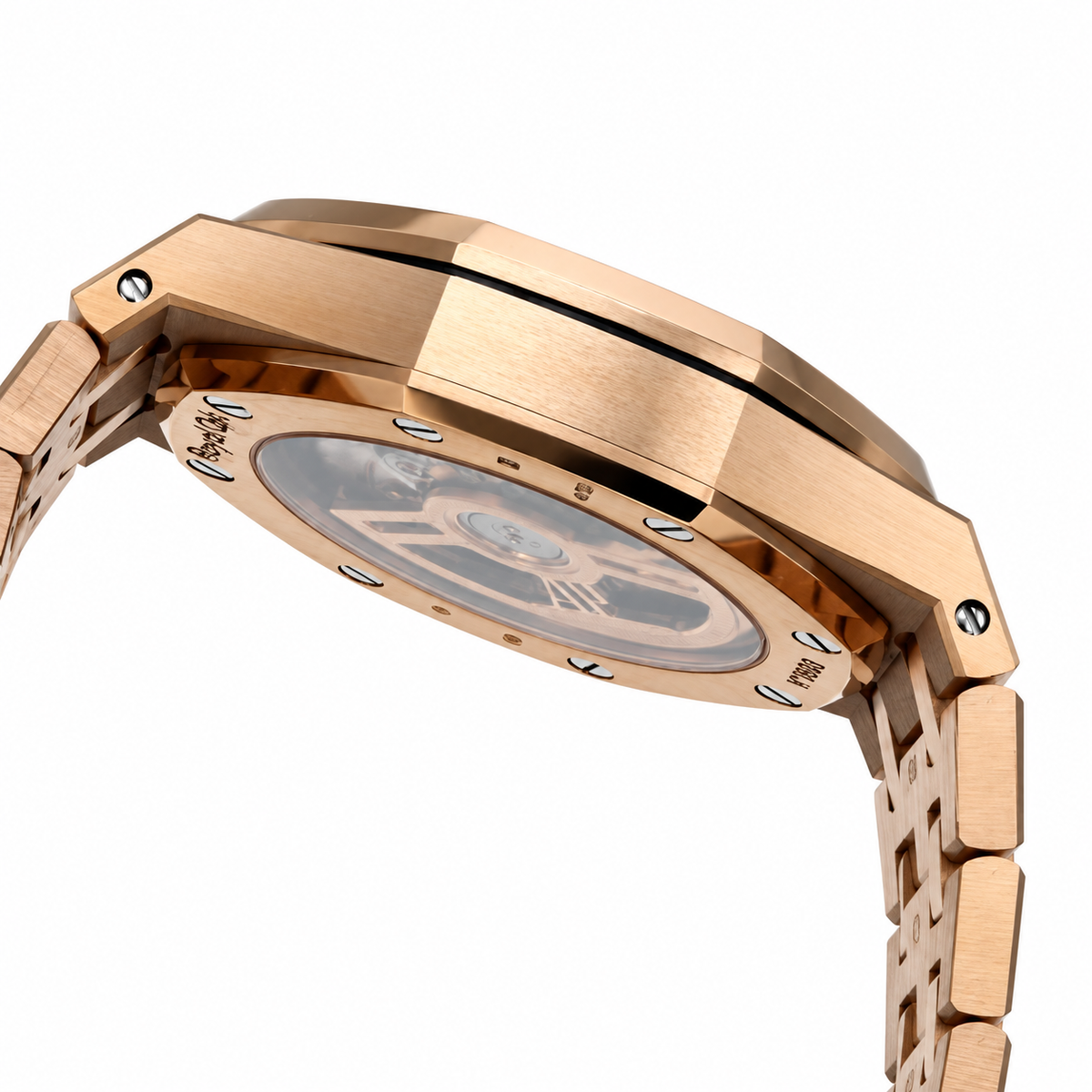 Audemars Piguet Royal Oak Rose Gold Diamond Bezel White Tapisserie Date Watch