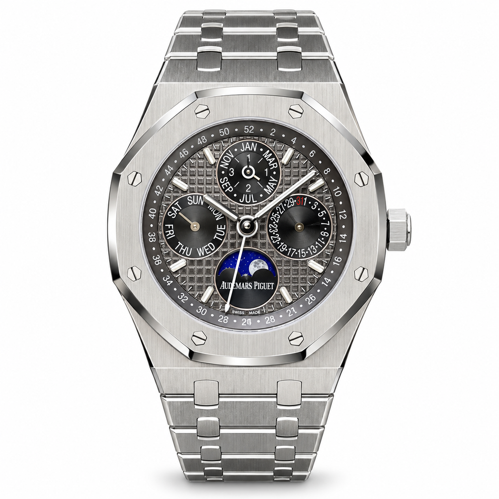 Audemars Piguet Royal Oak Perpetual Calendar Grey Dial Moon Phase Steel Watch