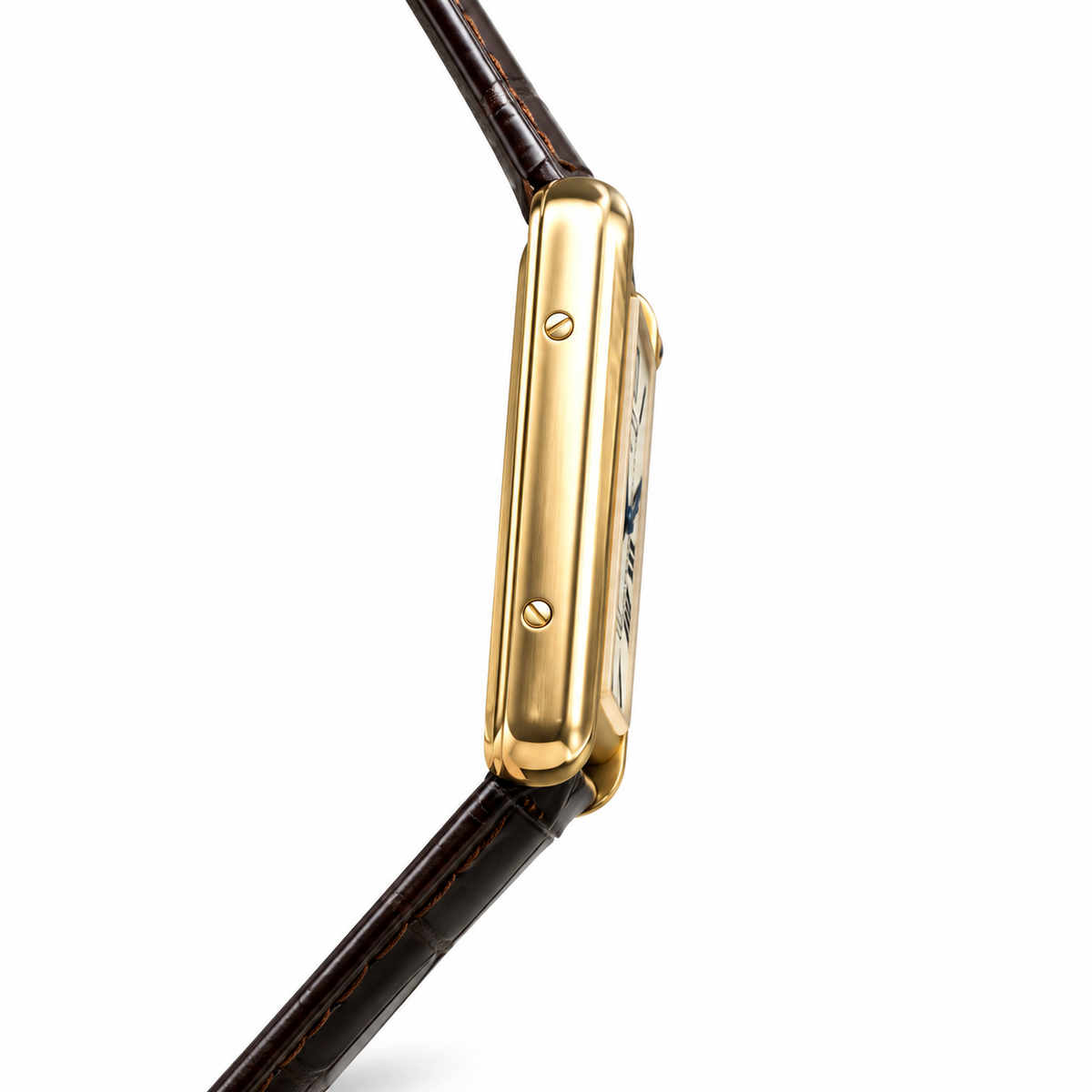 Cartier Tank Must Small Yellow Gold Ivory Dial Brown Strap Watch – KDY